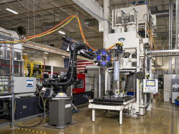 ORNL’s additive manufacturing compression molding, or AMCM, technology can produce composite-based, lightweight finished parts for airplanes, drones or vehicles in minutes and could acclerate decarbonization for the automobile and aeropsace industries. 