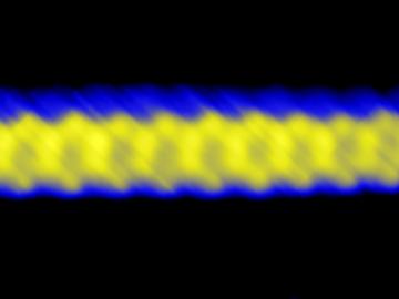 This graphene nanoribbon was made bottom-up from a molecular precursor. Nanoribbon width and edge effects influence electronic behavior. Image credit: Oak Ridge National Laboratory, U.S. Dept. of Energy. This graphene nanoribbon was made bottom-up from a molecular precursor. Nanoribbon width and edge effects influence electronic behavior. Image credit: Oak Ridge National Laboratory, U.S. Dept. of Energy.